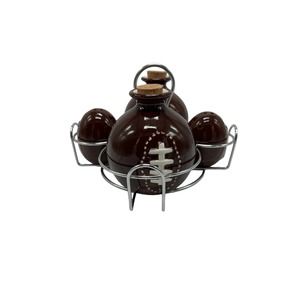 Coushatta Football Condiment Set with Carrier Salt & Pepper Oil & Vinegar